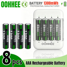 NEW 1.5V 1300mWh Rechargeable 8pcs AAA Lithium Batteries  Charging Box White