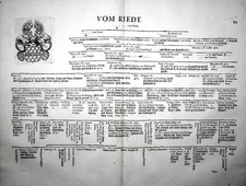 Vom Riedt - Stammtafel Wappen Kupferstich family tree Heraldik Genealogie