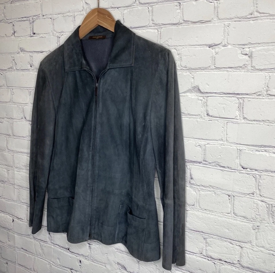 Louis Vuitton Vintage LV Charcoal Suede Leather Jacket - Image 3 of 4