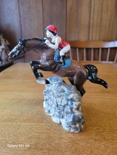 Hagen Renaker Jumping Horse w/ Rider Retired Specialty # 3326
