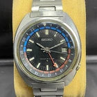 Rare Seiko GMT Navigator Timer Automatic 6117-6410 Date Black Vintage Watch Men
