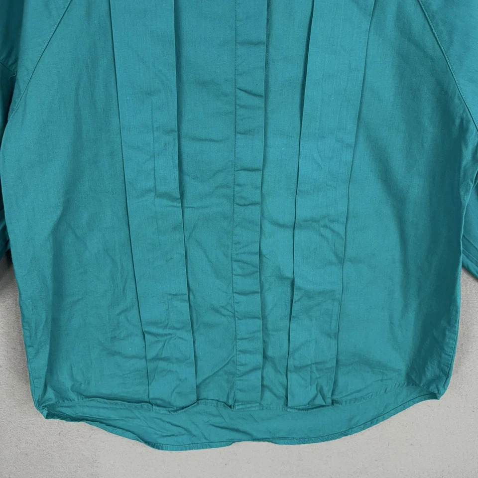 Vintage Wrangler Shirt Womens Large Teal Western Aztec Embroidered 90s Cowgirl - Image 3 of 4
