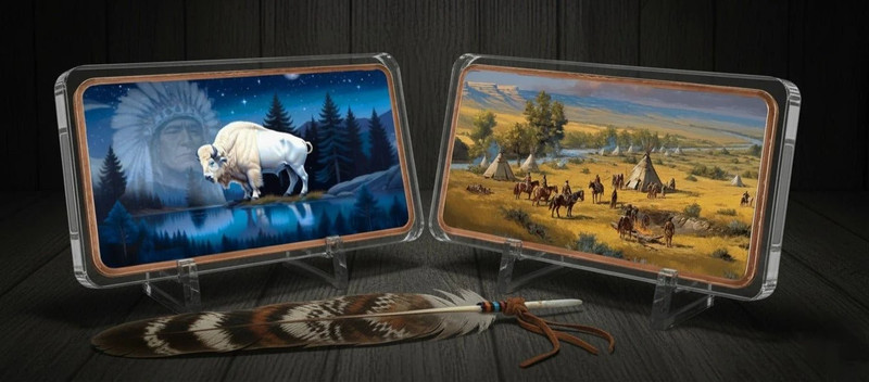Great White Buffalo 10 oz Colorized Copper Bar .999 2000 Mintage
