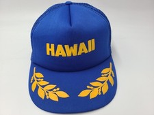 Vintage Hawaii Scrambled Eggs Gold Leaves Mesh Trucker Snapback Hat Cap Men Blue