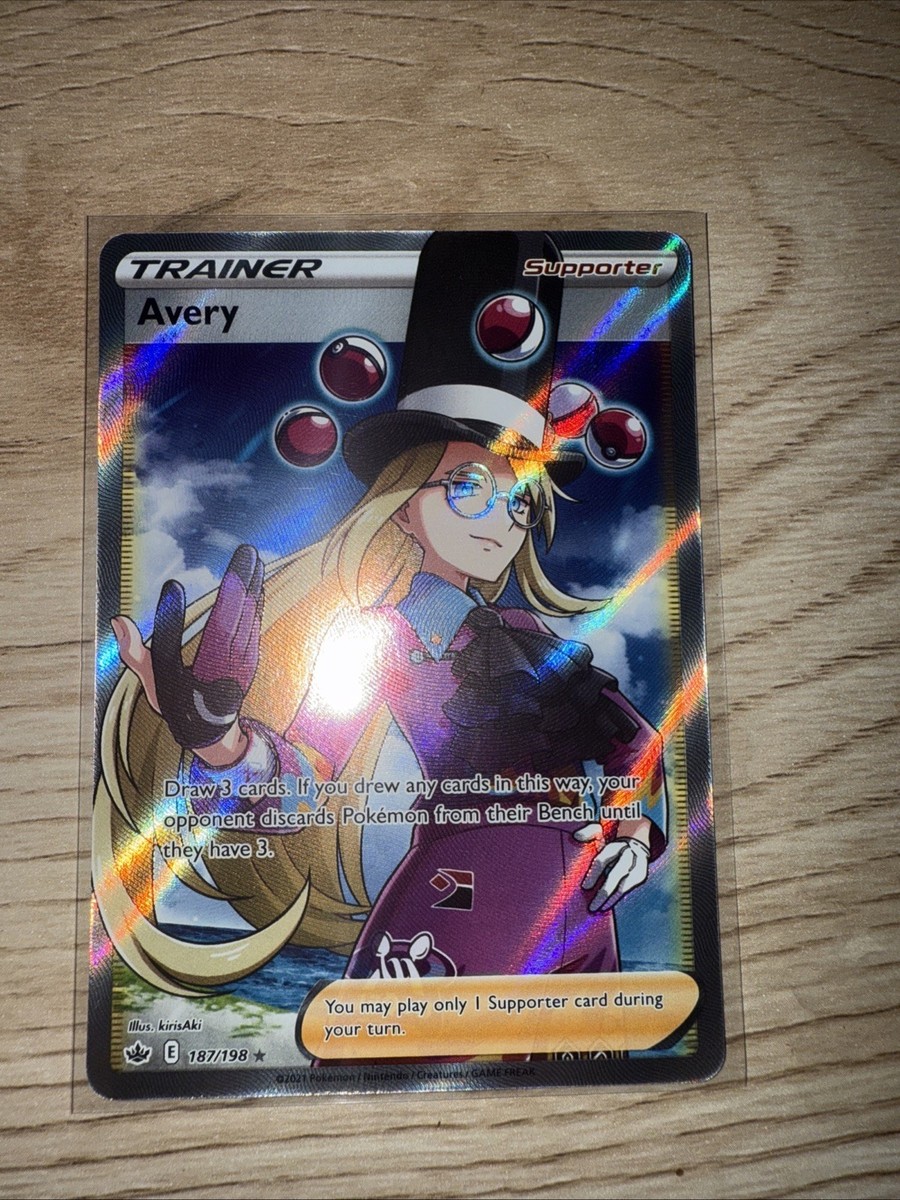 avery pokemon trainer card Avery 187/198 Chilling Reign Holo Full Art Trainer Ultra Rare Pokemon NM/M