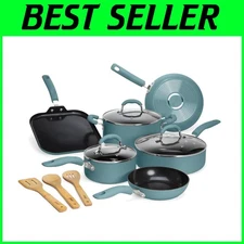 Ceramic Coating Cookware Set, 12-Piece, PFOA-Free, Turquoise