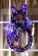 Cat Lighted Halloween Door Hanger-Black Cat-NIB