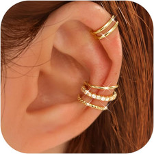 4 Pairs Ear Cuffs Non Piercing - 14K Gold Plated Ear Cuff Earrings for Women Ear