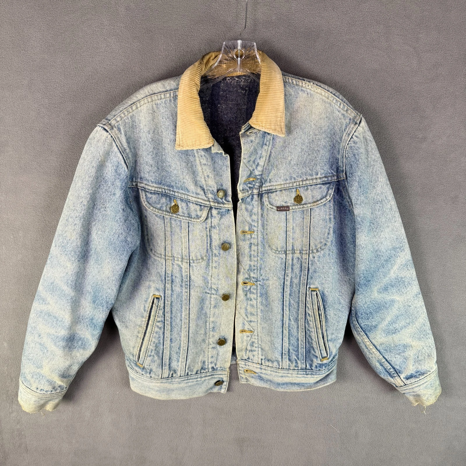 VTG Lee Storm Rider Mens Denim Jacket Blanket Lined L 44 Trucker Western 70s 80s