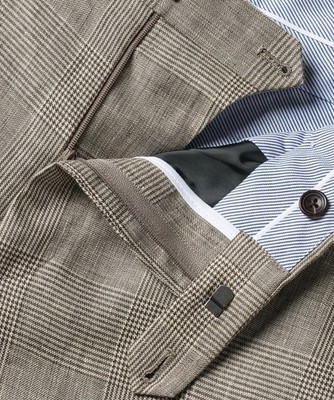 Charles Tyrwhitt Pure Linen Check Pants   Mocha