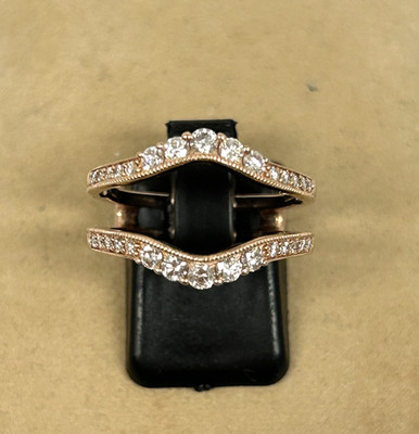 JARED 14K ROSE GOLD 1/2 CT TW ROUND DIAMOND MILGRAIN ENHANCER RING SIZE 6.5