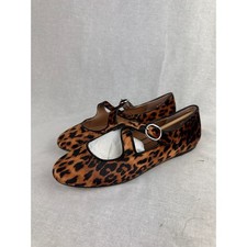 A New Day Leopard Print Mary Jane Ballet Flats Cross Strap Animal Print Size 8