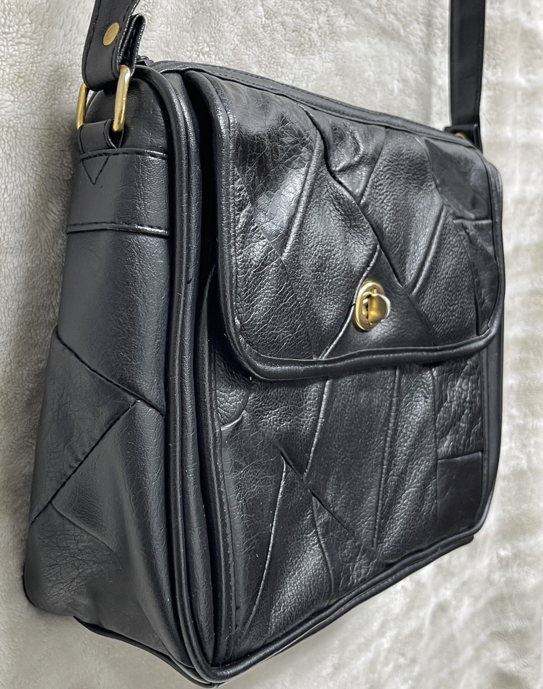 Via Piaggi Patchwork Leather Turn Lock Crossbody/… - image 3