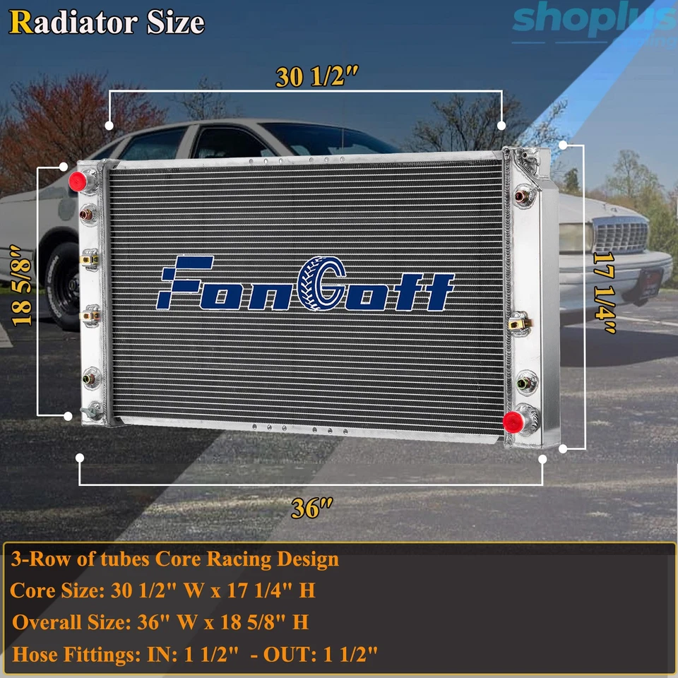 3Row Aluminum Radiator Fit 1994-96 Chevy Caprice Impala Buick Roadmaster 5.7L Foto 3 de 4