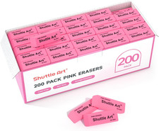 Pink Erasers, 200 Pack Bulk for School, Office, Latex-Free Soft Erasers for Kids