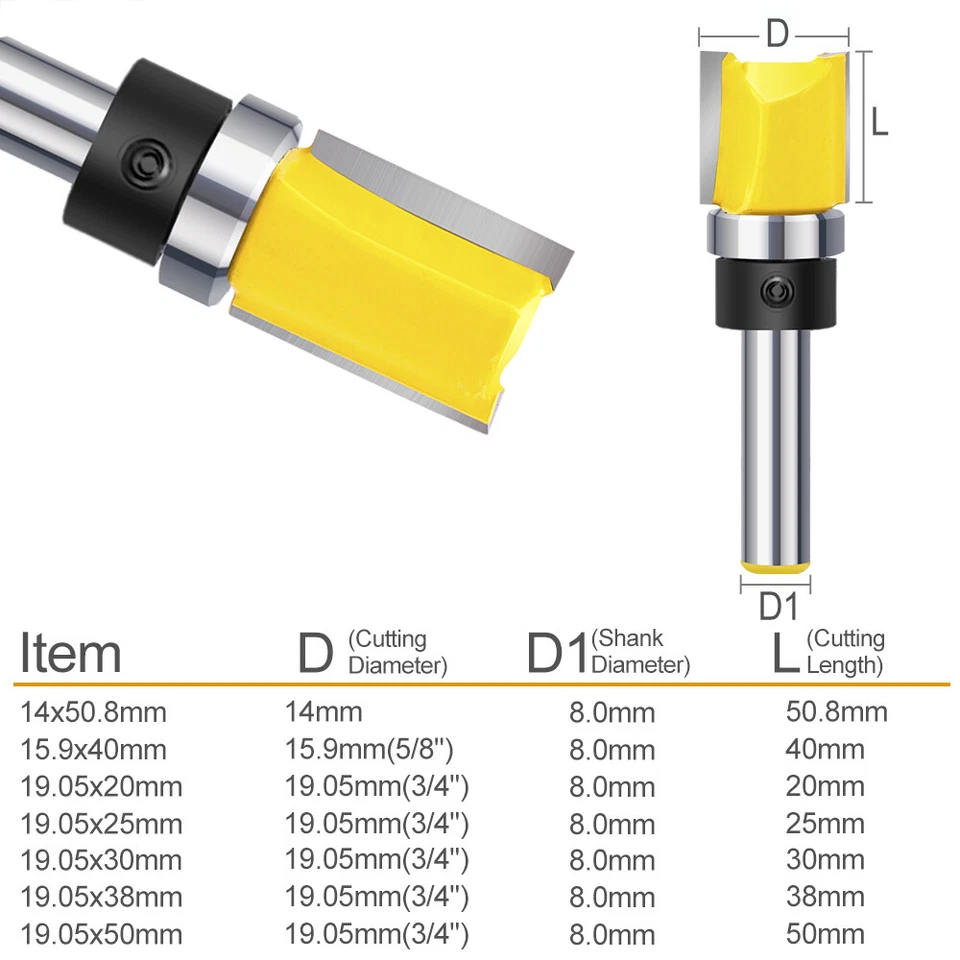 8mm Schaft Nutenfräser Oberfräse Bündigfräser Schaftfräser Holzfräser Nutfräsen - Bild 2 von 4