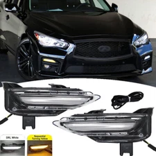 For 2014-2020 Infiniti Q50 Sport Bumper LED Fog Lights Lamps Turn Signal Pair