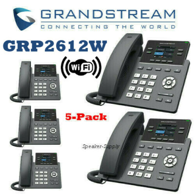 5 Grandstream GRP2612W 2-Line 2 SIP Office IP Phone w/ Power Supply WIFI