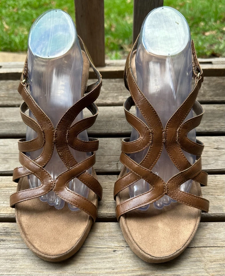 Aerosoles Cuero Marrón Cuña Alpargata Sandalia Tacones Talla 11 (S1327) Foto 2 de 4