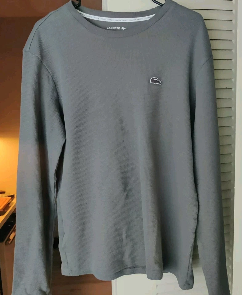 LACOSTE мужской сна носить тепловой рубашка размер средний, серый, новый без ЯРЛЫКОВ Рекомендуемая розничная цена производителя $60 - Изображение 2 из 4