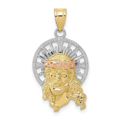 10K Dreifarbig Gold Diamantgeschliffen Christus Charm Anhänger 1,62 Gramm