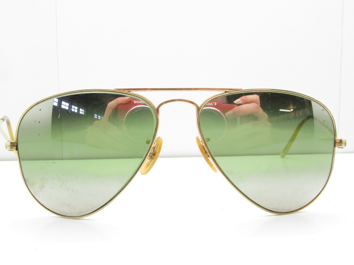 Vintage B&L RAY-BAN 1/10 12K GF GOLD FILLED GREEN MIRROR SMALL