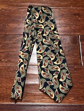 Vintage Burberrys Blue Green Red Paisley Floral Mens 58" Classic Silk Neck Tie