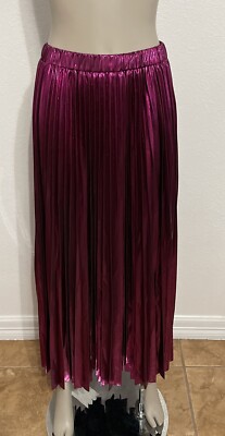SOFIE THE LABEL METALLIC PINK PLEATED ANKLE LENGTH PULL ON SKIRT SZ SMALL NWT