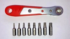 5-Point star Torx Tamper-Proof Bit Set w/ mini ratchet wrench 8pc TS 8-40