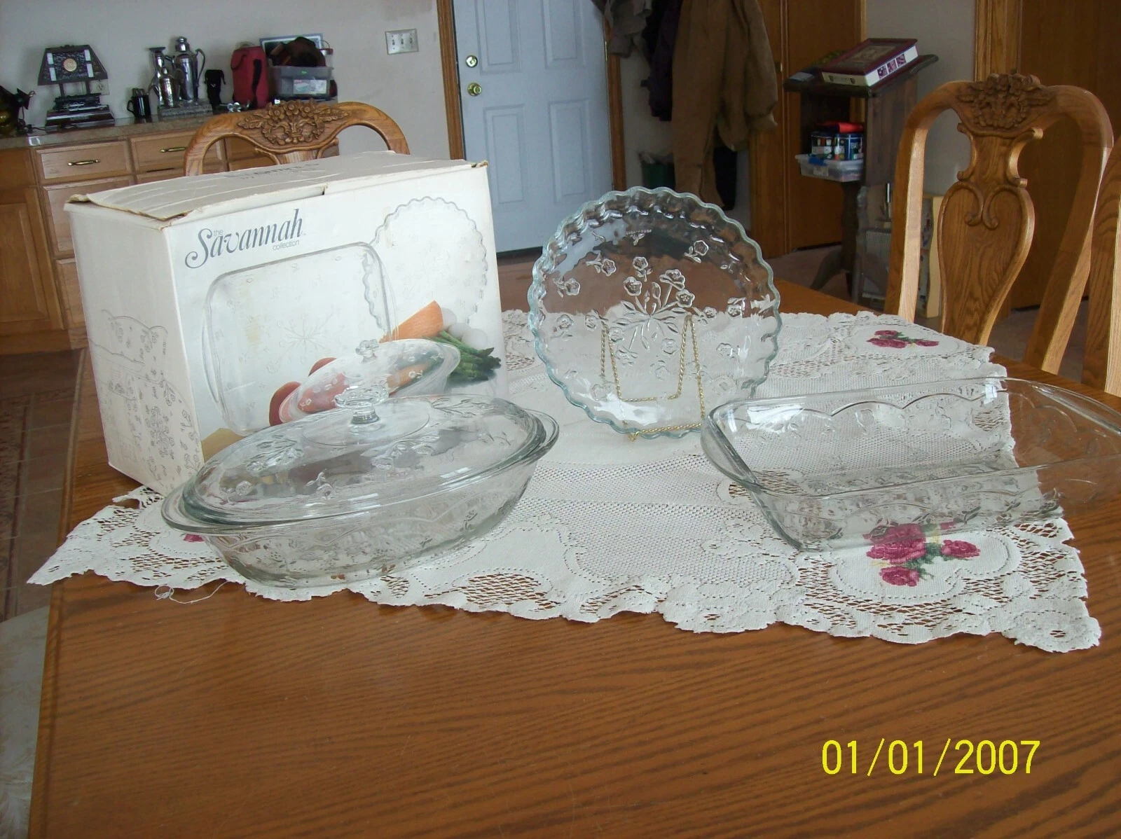 Toscany Savannah Collection Vintage Floral 3 Piece Ovenware Set Oven Proof