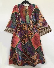 Farm Rio Multicolor Dotted Patch Scarf Midi Dress Size XS Reg NWT