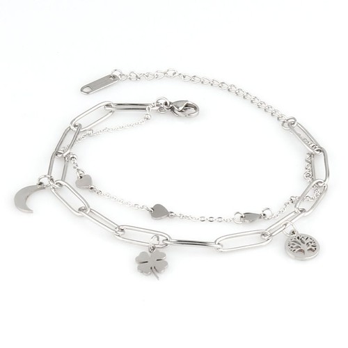 Heart Pendant Link Bracelet – Women’s Trendy Stainless Steel Chain Jewelry - Picture 32 of 34