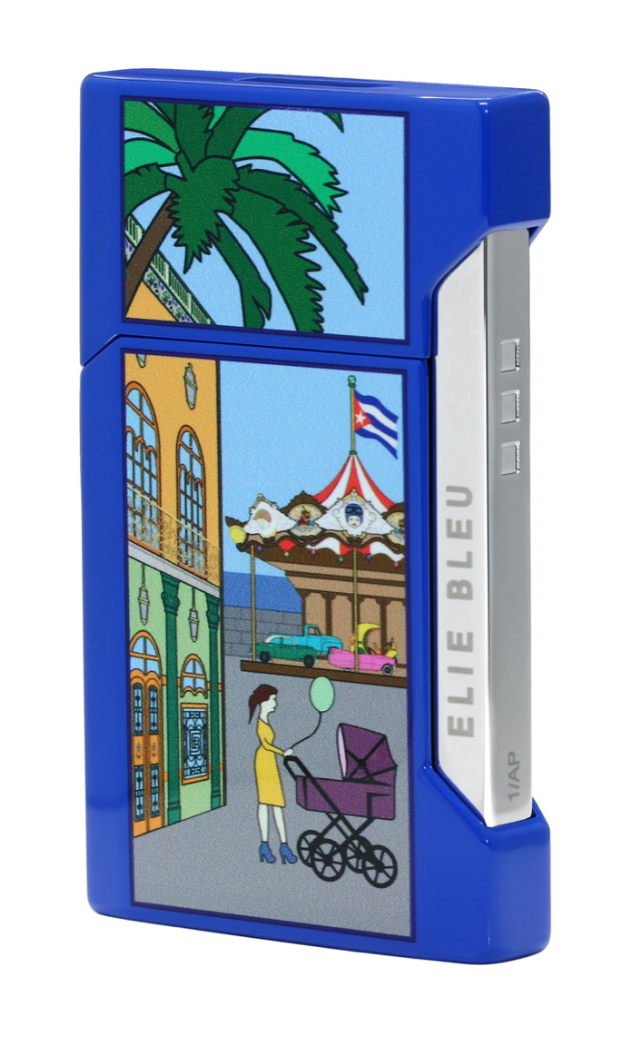 Elie Bleu Limited Edition Jet Flame Lighter Blue Carousel
