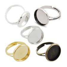 Lot 50Pcs 14MM Round Shallow Bezel Pad Adjustable Ring Blank Bases Setting