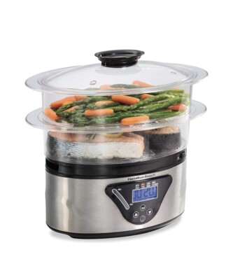 Hamilton Beach Digital Food Steamer w/  Stackable Two-Tier Bowls 5.5 Qtz | New