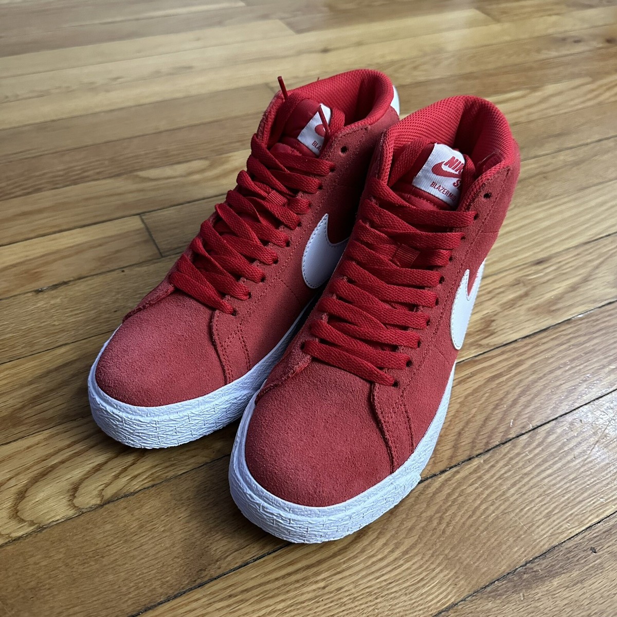 Nike SB Zoom Blazer Mid Men's size Red White Suede skate shoes 864349 602