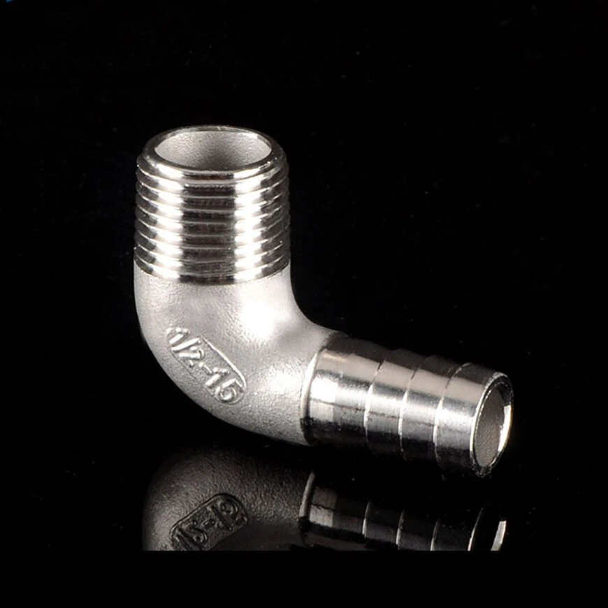 Stainless BSP Male Elbow x Barbed Hose Tail Pipe Fittings Air Water 1/4" to 1" - Image 4 of 4