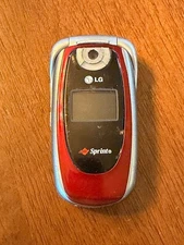 LG PM225 - Red and Silver Sprint Cellular Flip Phone-Rare Color Untested / Parts