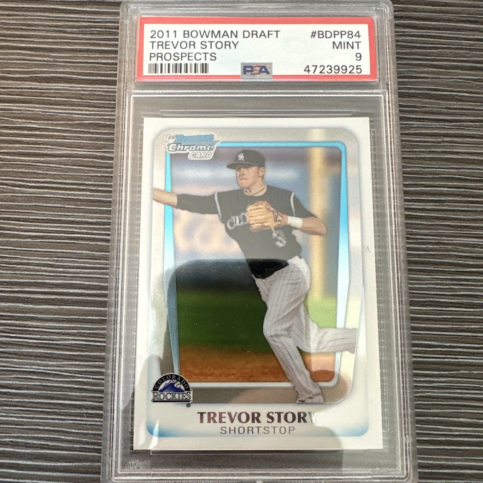 2011 Bowman Chrome Draft Prospects #BDPP84 Trevor Story Rookie RC PSA 9 Mint