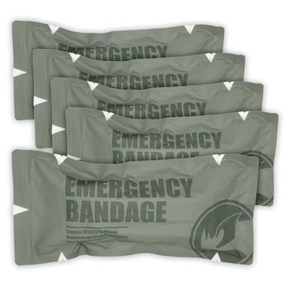 Emergency Bandage 6 Inch Compression Trauma Wound Dressing 5 Count