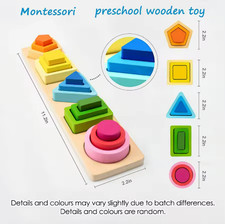 Montessori Wooden Sorting Stacking Toy Shape Color Learning