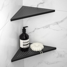 2 PCS Black 304 Stainless Steel Corner Shower Shelf Grout Rack 10 Inch