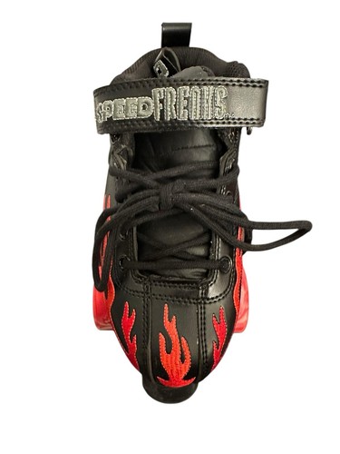 ROCK SPEED FREAKS Roller Skates Black w/ Red Flames Size 2 Sure Grip - 第 5/12 張圖片