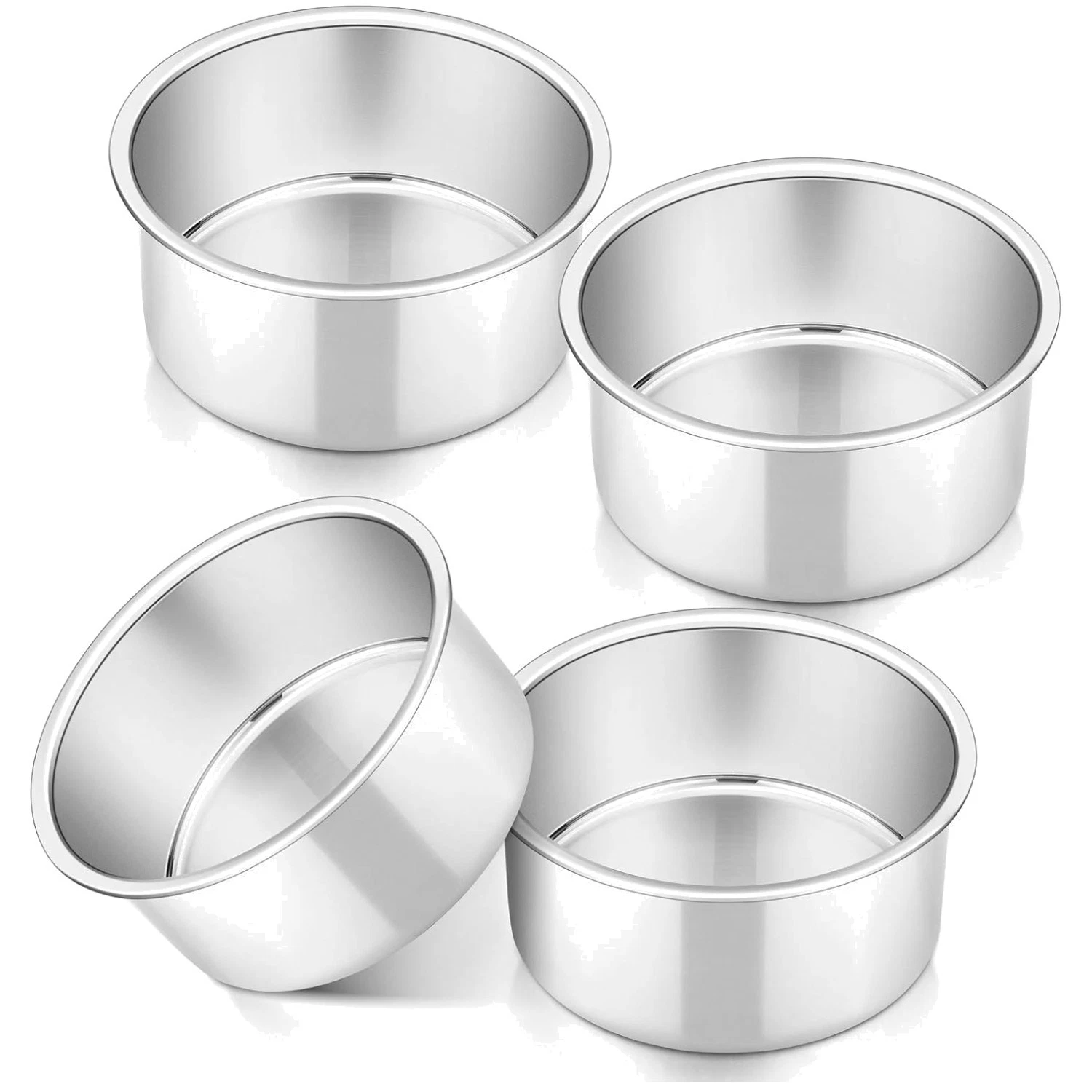 Rust-free Stainless Steel Cake Pans, 4 Inch, 4 Pack