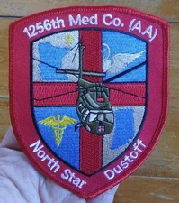 ARMY ~ 1256th Med Co. (AA) North Star Dustoff Military Patch ~ Air Ambulance