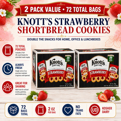 2 Pack Knott's Bite Size Cookies, Strawberry Shortbread, 2 oz, 36-count