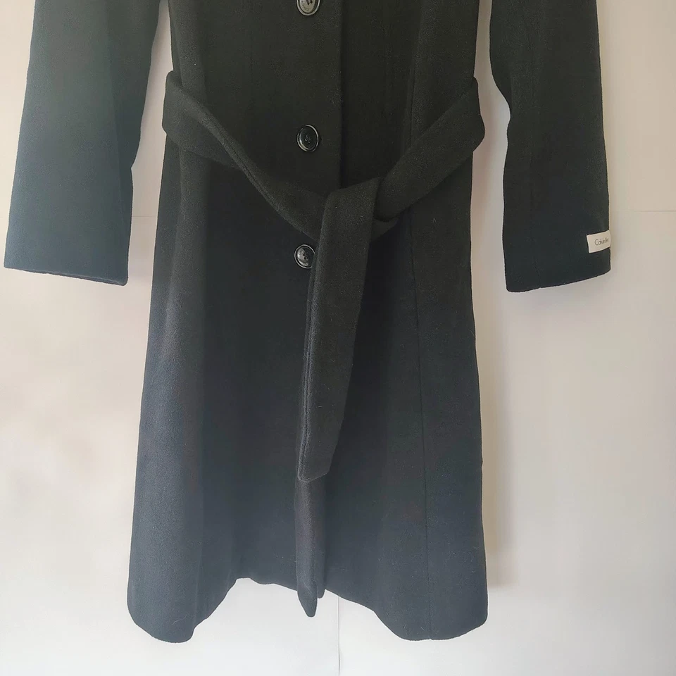 Maxi gabardina Calvin Klein mezcla de lana 10 cinturones oscura academia oficina de negocios Foto 3 de 4