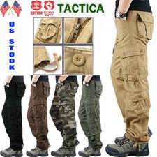 Men's Cotton Army Tactical Cargo Pants - Combat Work Hiking Trousers