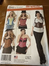 Simplicity 1345 H5 Womens/Misses Corset Bustier Shrug Sewing Pattern. Size 6-14