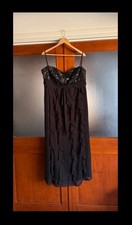 Debut - black embellished top ruffle bottom strapless occasion dress - size 20